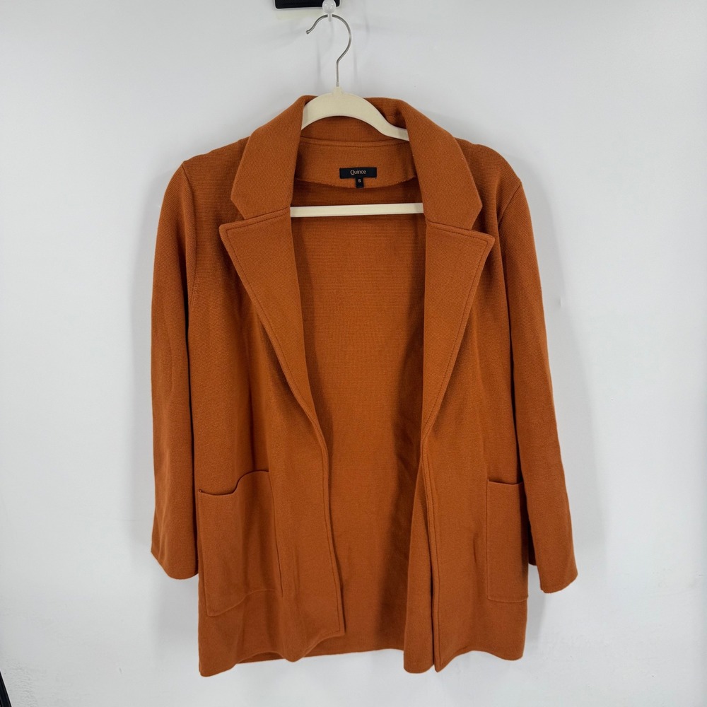 Quince Organic Cotton Knit Blazer Ginger S Professional Workwear Business Casual